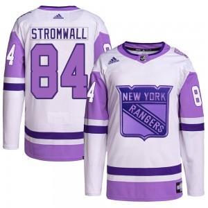 Adidas Malte Stromwall New York Rangers Youth Authentic Hockey Fights Cancer Primegreen Jersey - White/Purple