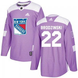 Adidas Jonny Brodzinski New York Rangers Men's Authentic Fights Cancer Practice Jersey - Purple