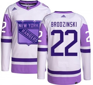 Adidas Men's Jonny Brodzinski New York Rangers Men's Authentic Hockey Fights Cancer Jersey