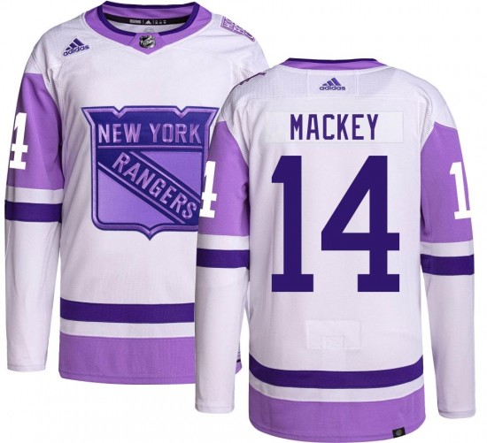 Adidas Men's Connor Mackey New York Rangers Men's Authentic Hockey Fights Cancer Jersey