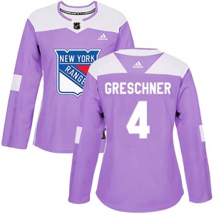 Adidas Ron Greschner New York Rangers Women's Authentic Fights Cancer Practice Jersey - Purple
