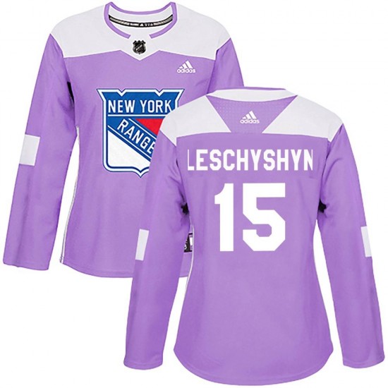 Adidas Jake Leschyshyn New York Rangers Women's Authentic Fights Cancer Practice Jersey - Purple