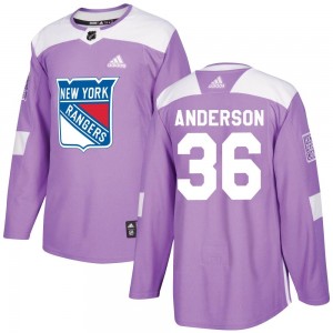 Adidas Glenn Anderson New York Rangers Youth Authentic Fights Cancer Practice Jersey - Purple