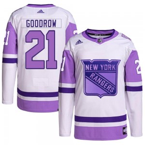 Adidas Barclay Goodrow New York Rangers Men's Authentic Hockey Fights Cancer Primegreen Jersey - White/Purple