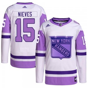 Adidas Boo Nieves New York Rangers Men's Authentic Hockey Fights Cancer Primegreen Jersey - White/Purple