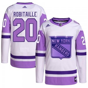 Adidas Luc Robitaille New York Rangers Men's Authentic Hockey Fights Cancer Primegreen Jersey - White/Purple