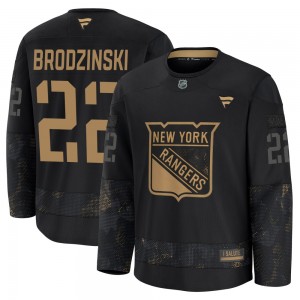 Fanatics Jonny Brodzinski New York Rangers Youth Premium 2024 Military Appreciation Practice Jersey - Black
