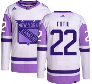 Adidas Youth Nick Fotiu New York Rangers Youth Authentic Hockey Fights Cancer Jersey