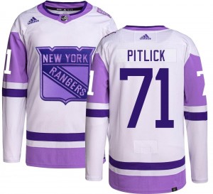 Adidas Youth Tyler Pitlick New York Rangers Youth Authentic Hockey Fights Cancer Jersey