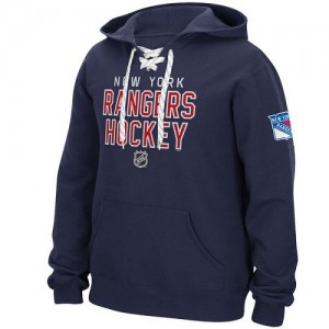 Reebok  Men's New York Rangers Stitch Em Up Lace Hoodie - Blue